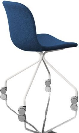 Krzesło Troy 4 star na kółkach tapicerowane biała rama niebieskie