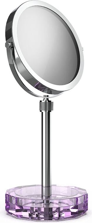 Lusterko kosmetyczne Kristall chrom z fioletową podstawką
