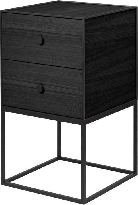 Szafka Frame 35 czarny jesion na stelażu z 2 szufladami