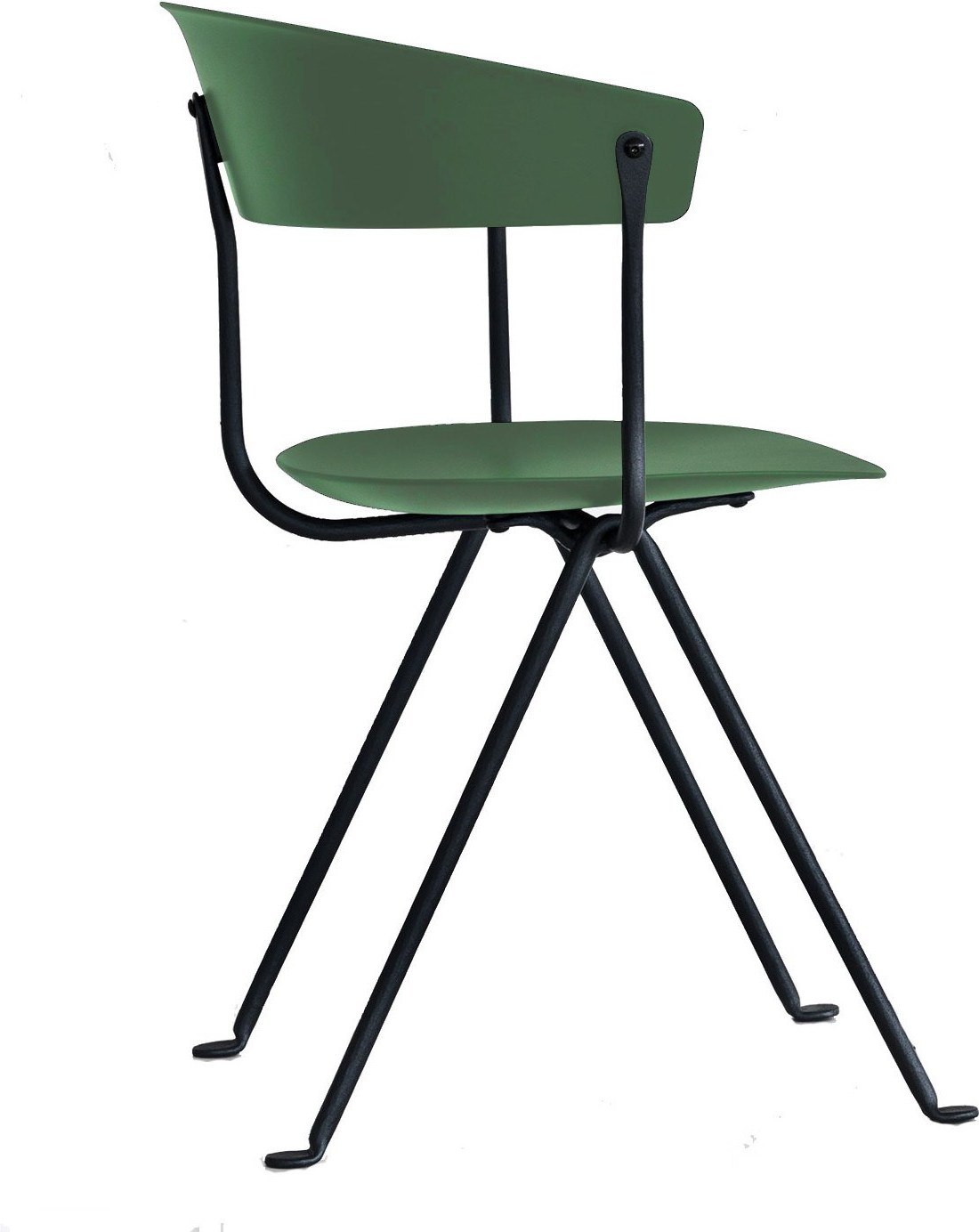 Krzesło Officina czarne nogi ciemnozielone siedzisko i oparcie