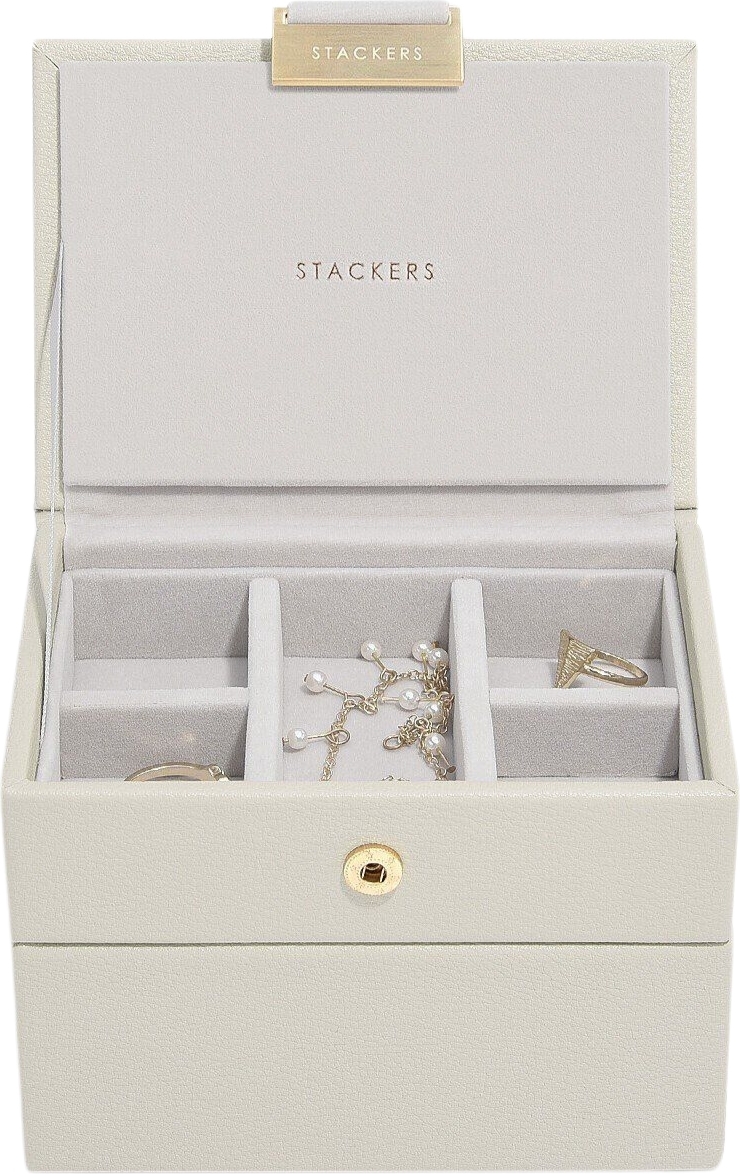 Szkatułka na biżuterię Stackers podwójna micro jasnobeżowa
