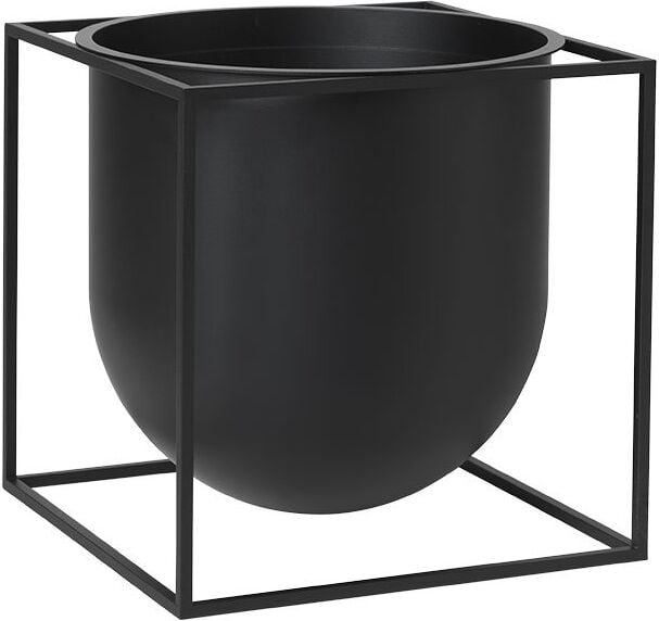 Osłonka na doniczkę Kubus 23 cm czarna na stojaku