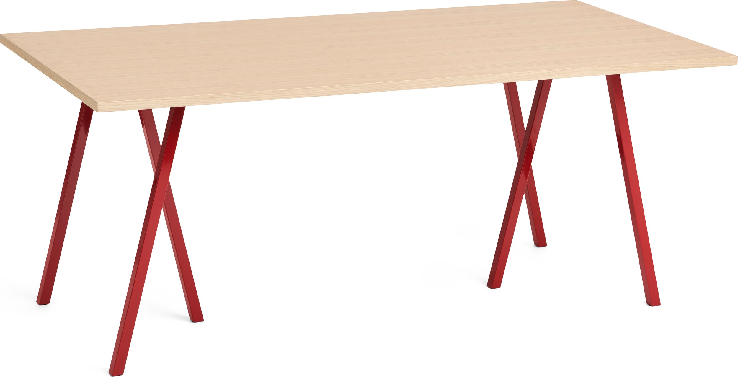 Stół Loop Stand 180 cm blat dąb lakierowany nogi czerwone
