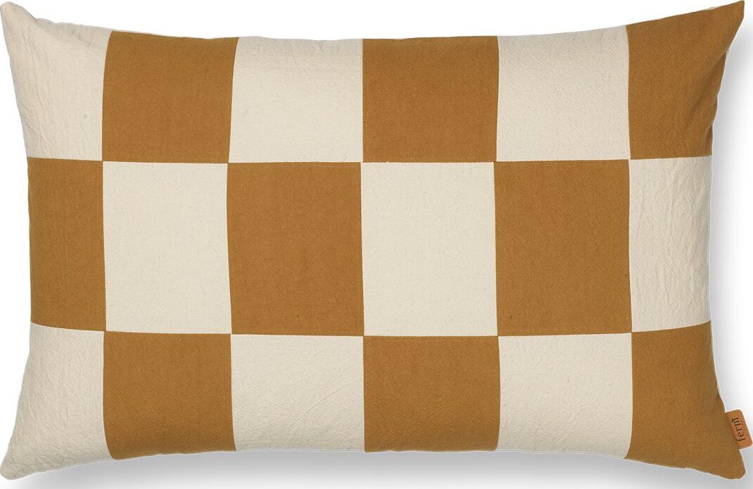 Poduszka dekoracyjna Fold w kratkę 40 x 60 cm jasnobrązowo-beżowa