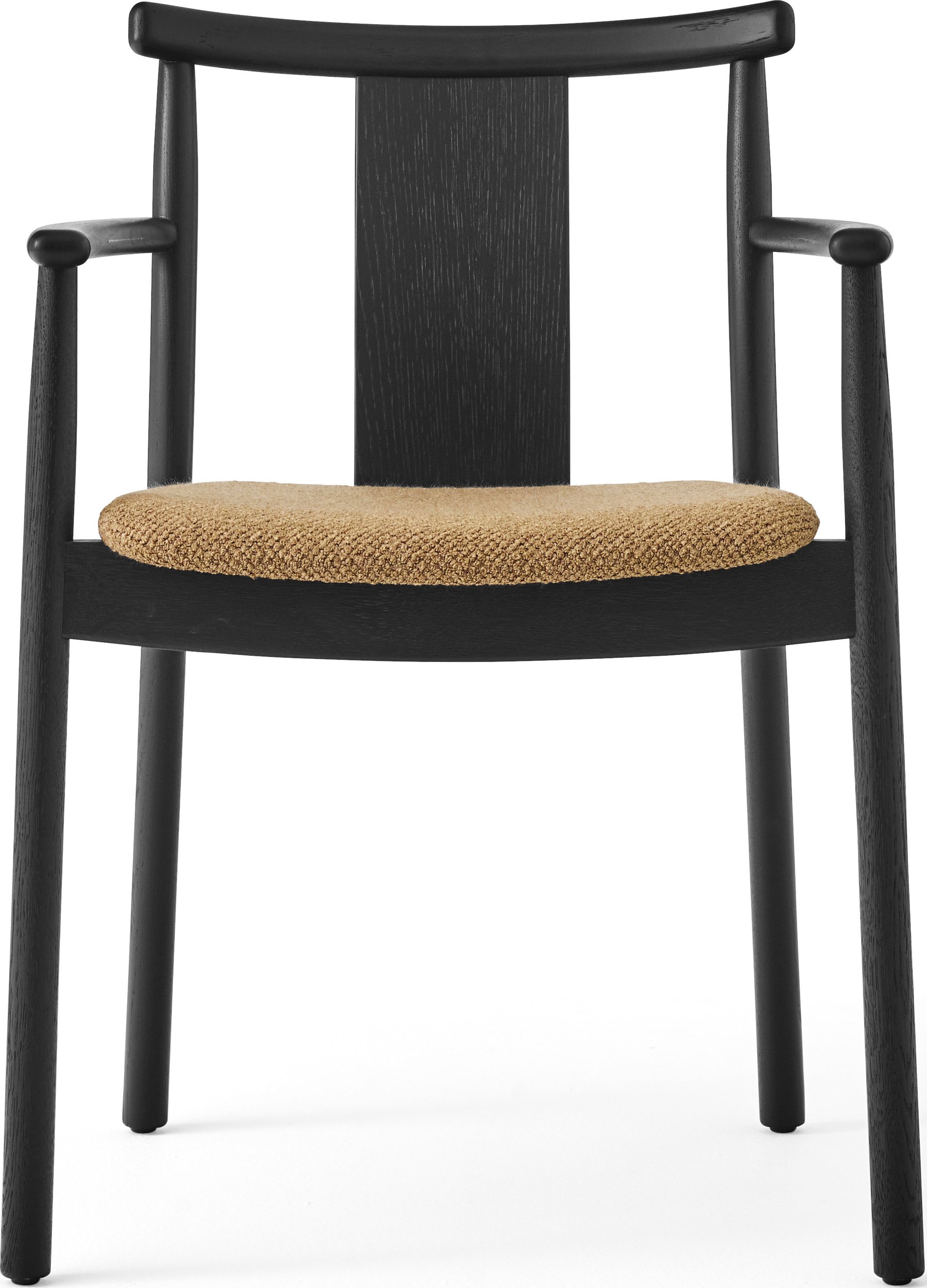 Krzesło Merkur jasnobrązowe czarny dąb z podłokietnikami z tapicerowanym siedziskiem