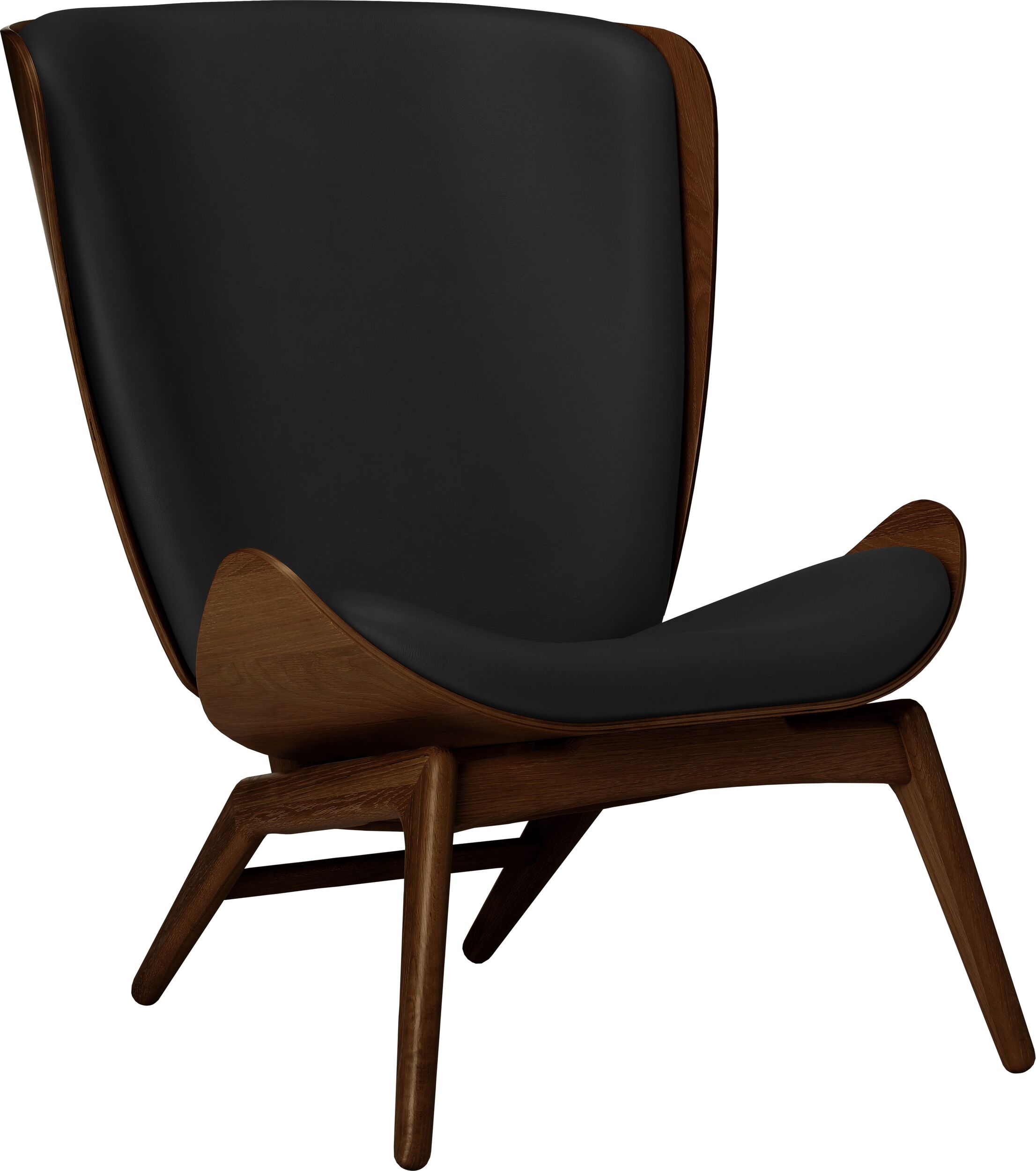 Fotel The Reader Hope czarny skórzany na ciemnych dębowych nogach