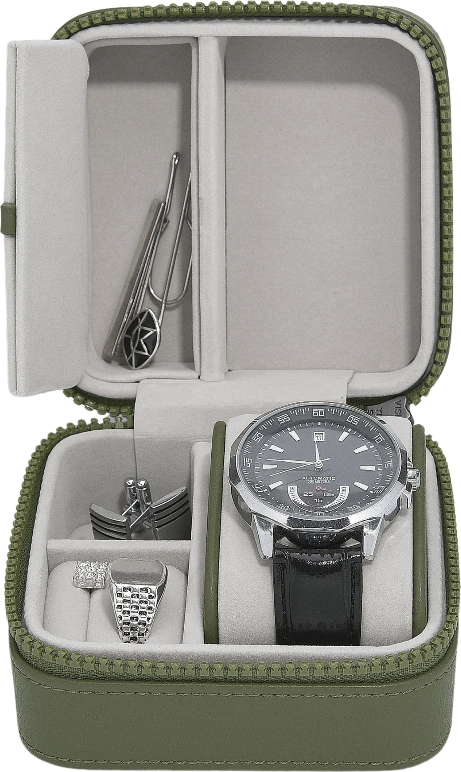 Pudełko podróżne na biżuterię i zegarek Stackers Canvas zielone