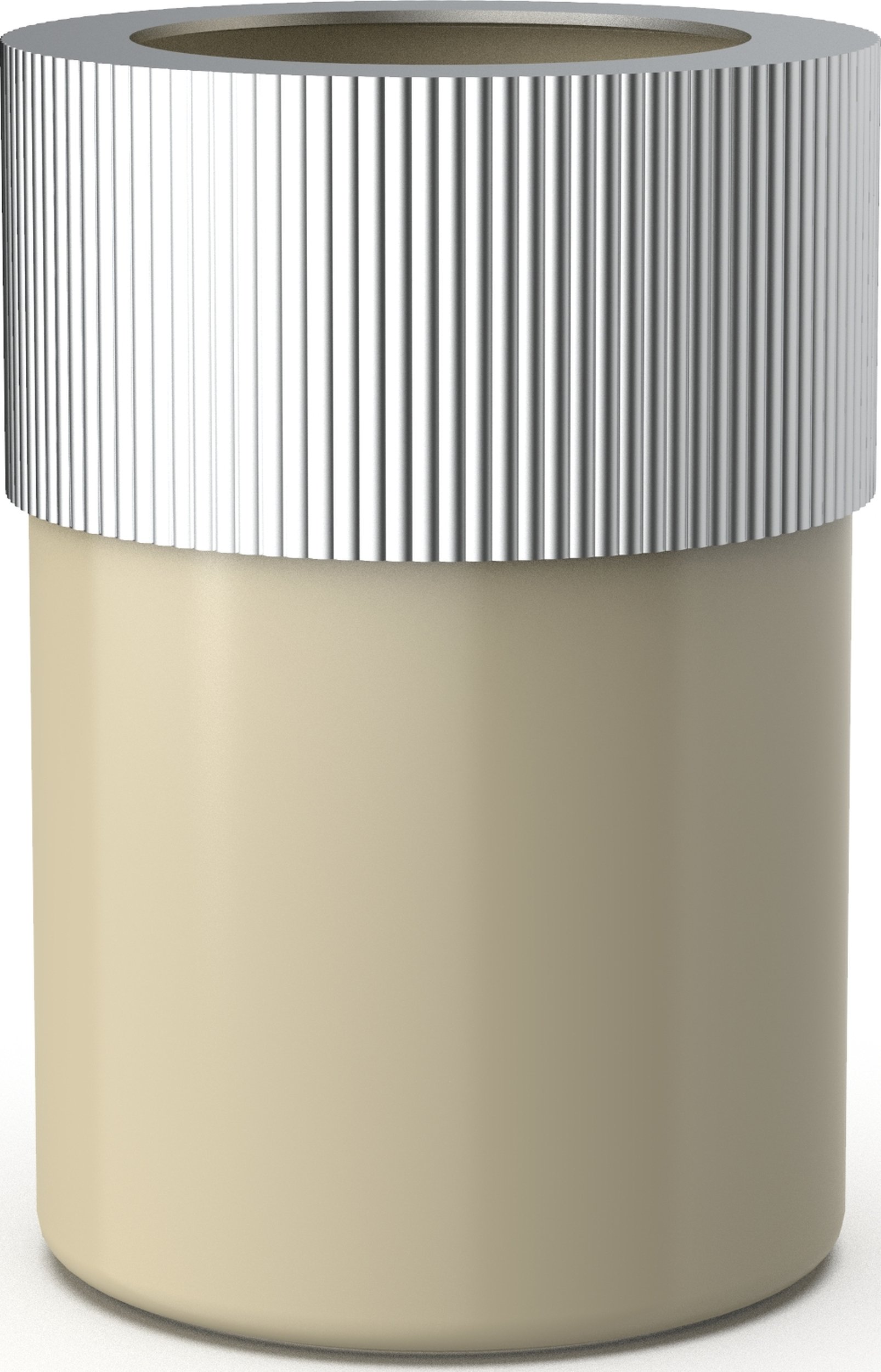 Kosz łazienkowy na śmieci Of Line piaskowy ze srebrną pokrywką