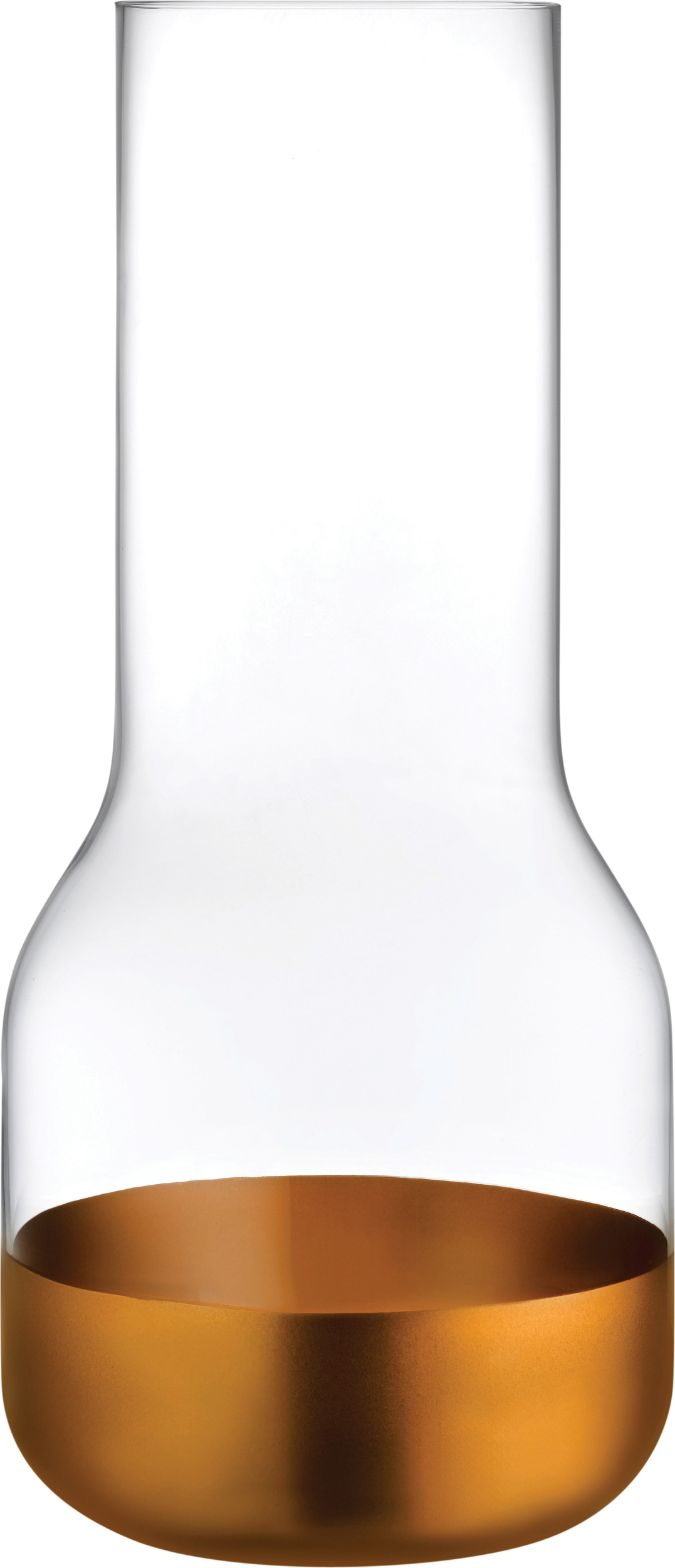 Wazon Contour 40 cm transparentny z miedzianą podstawą
