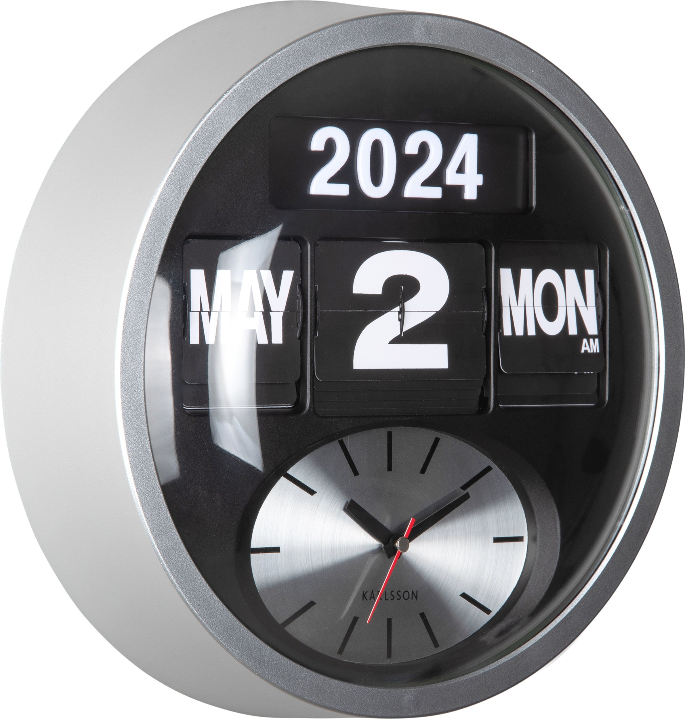 Zegar ścienny Round Flip srebrny