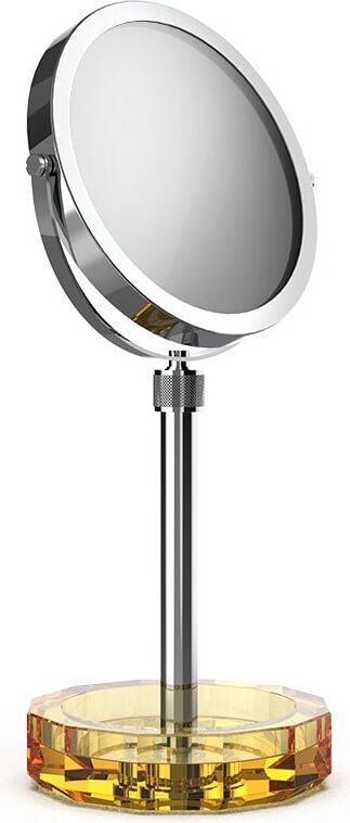 Lusterko kosmetyczne Kristall chrom z żółtą podstawką