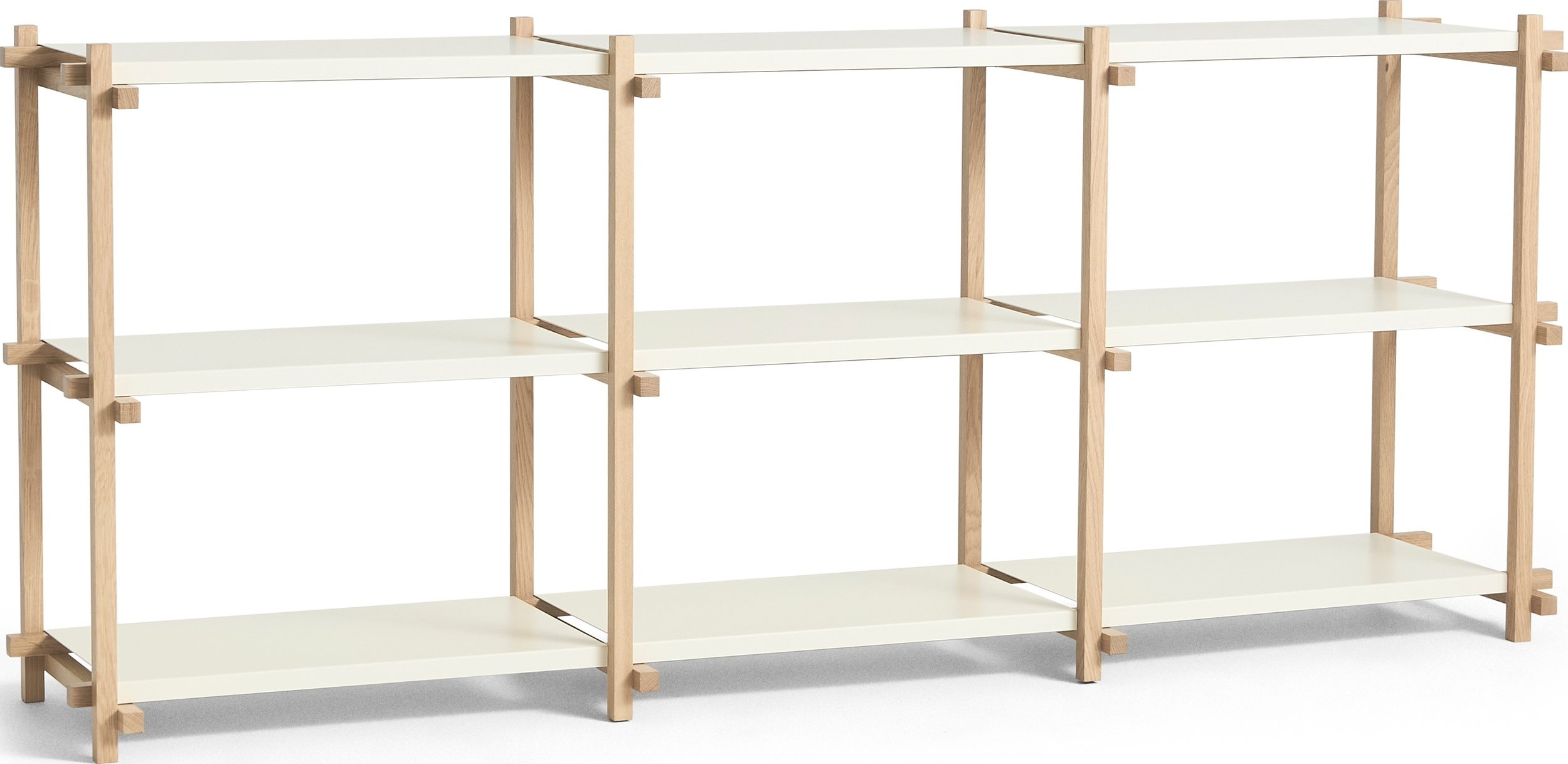 Regał Woody potrójny 85,5 cm biały dębowa rama