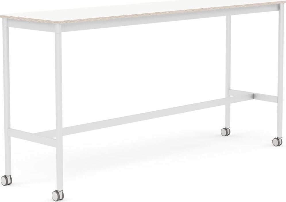 Stół na kółkach Base 50 x 190 x 95 cm biały laminowany nogi białe