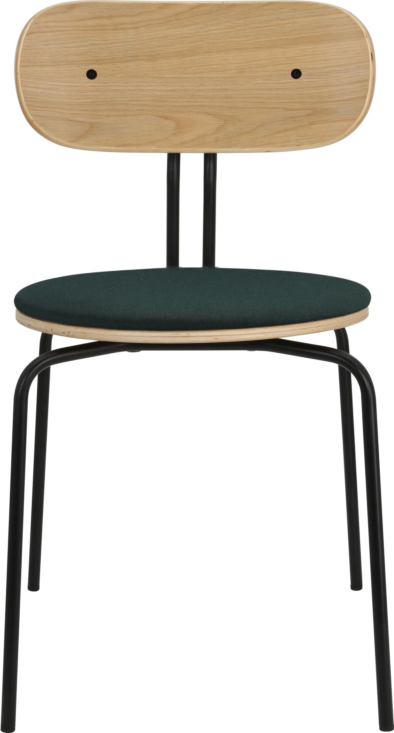 Krzesło Curious ciemnozielone z tapicerowanym siedziskiem na czarnych nogach