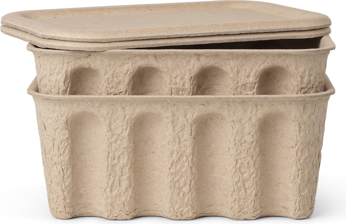 Pudełka do przechowywania Paper Pulp beżowe 2 szt.