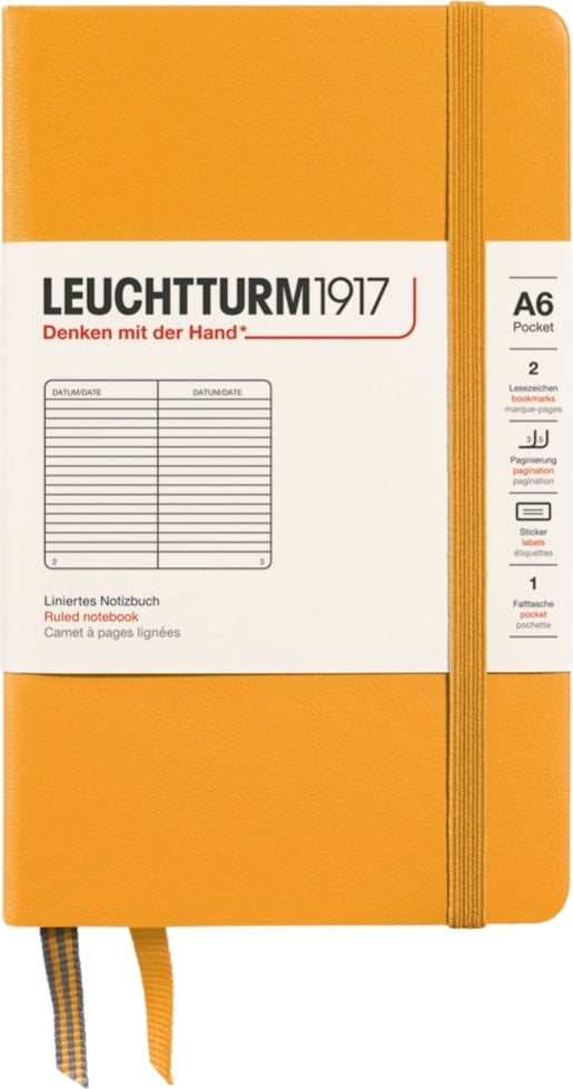 Notes w linię w twardej oprawie Leuchtturm 1917 A6 187 stron pomarańczowy 80 g/m²
