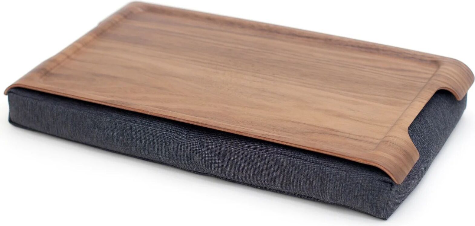 Taca Mini Laptray orzech z antypoślizgową powłoką z szarą poduszką