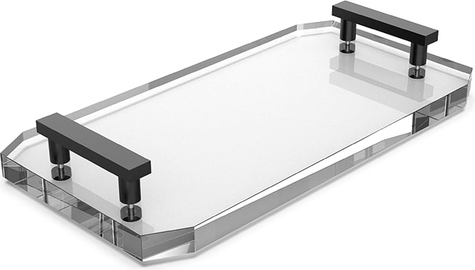 Taca łazienkowa Kristall przezroczysta z czarnymi uchwytami