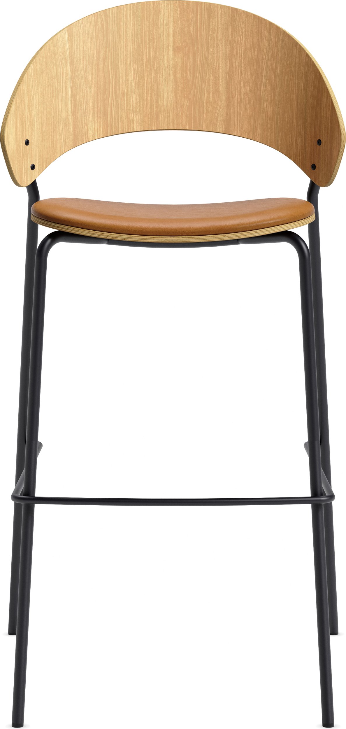 Stołek barowy Dosina 65 cm jasny dąb siedzisko tapicerowane