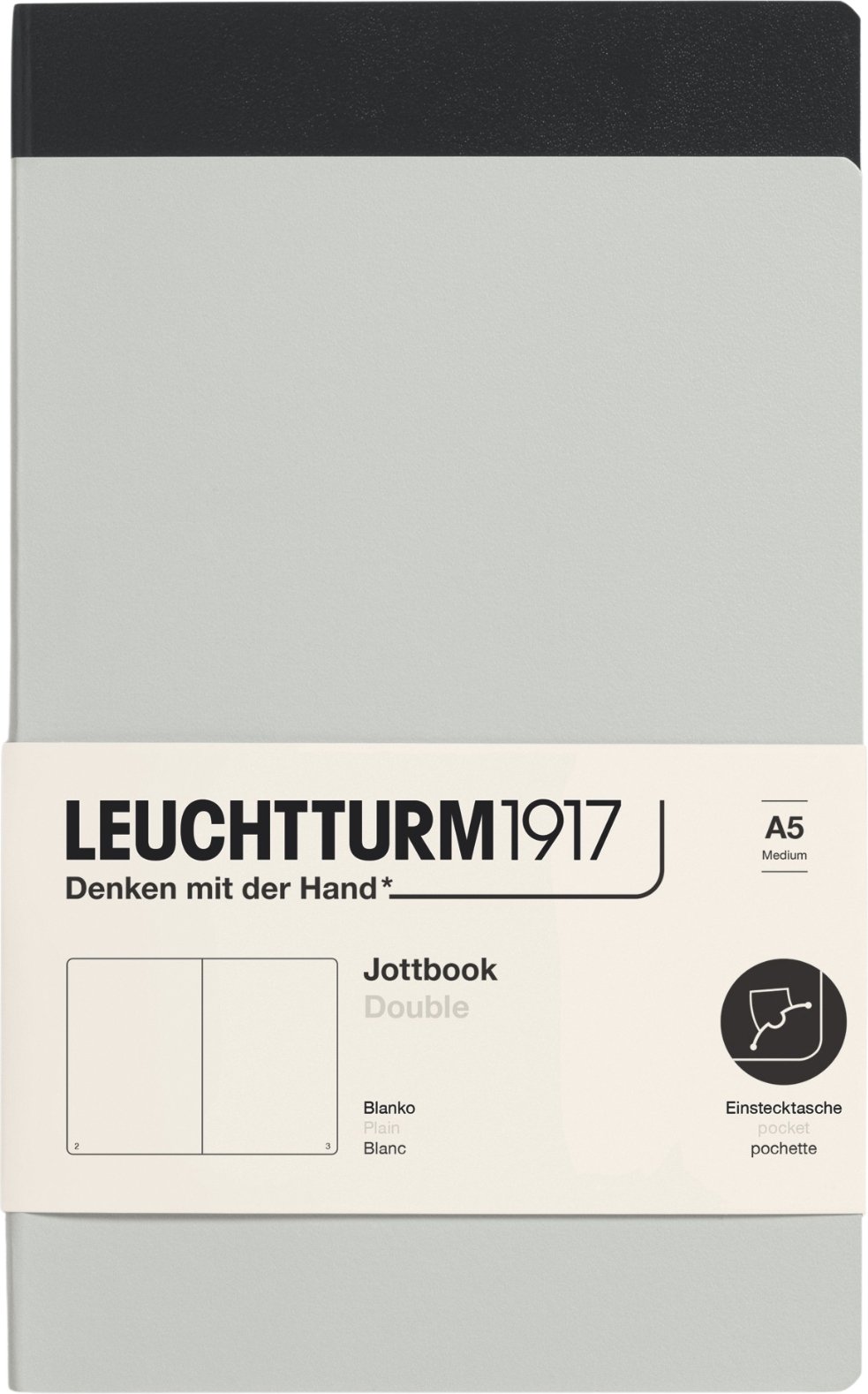 Notesy gładkie w oprawie flex Jottbook A5 czarny i szary 80 g/m² 2 szt.