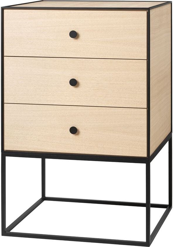 Szafka Frame 49 jasny dąb na stelażu z 3 szufladami