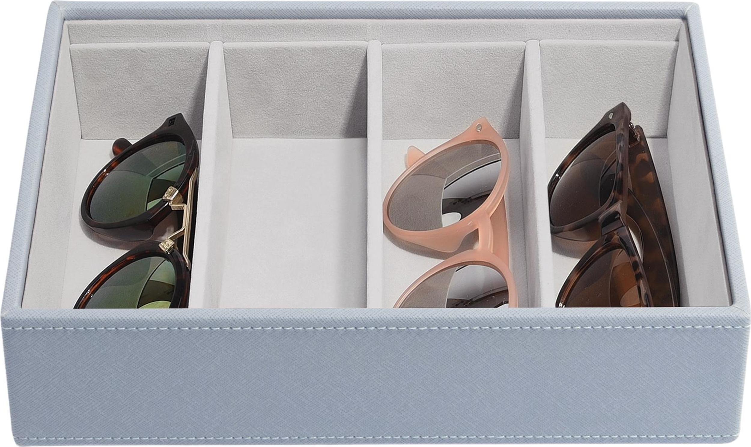 Pudełko na okulary Stackers Classic 4 komorowe szaroniebieskie