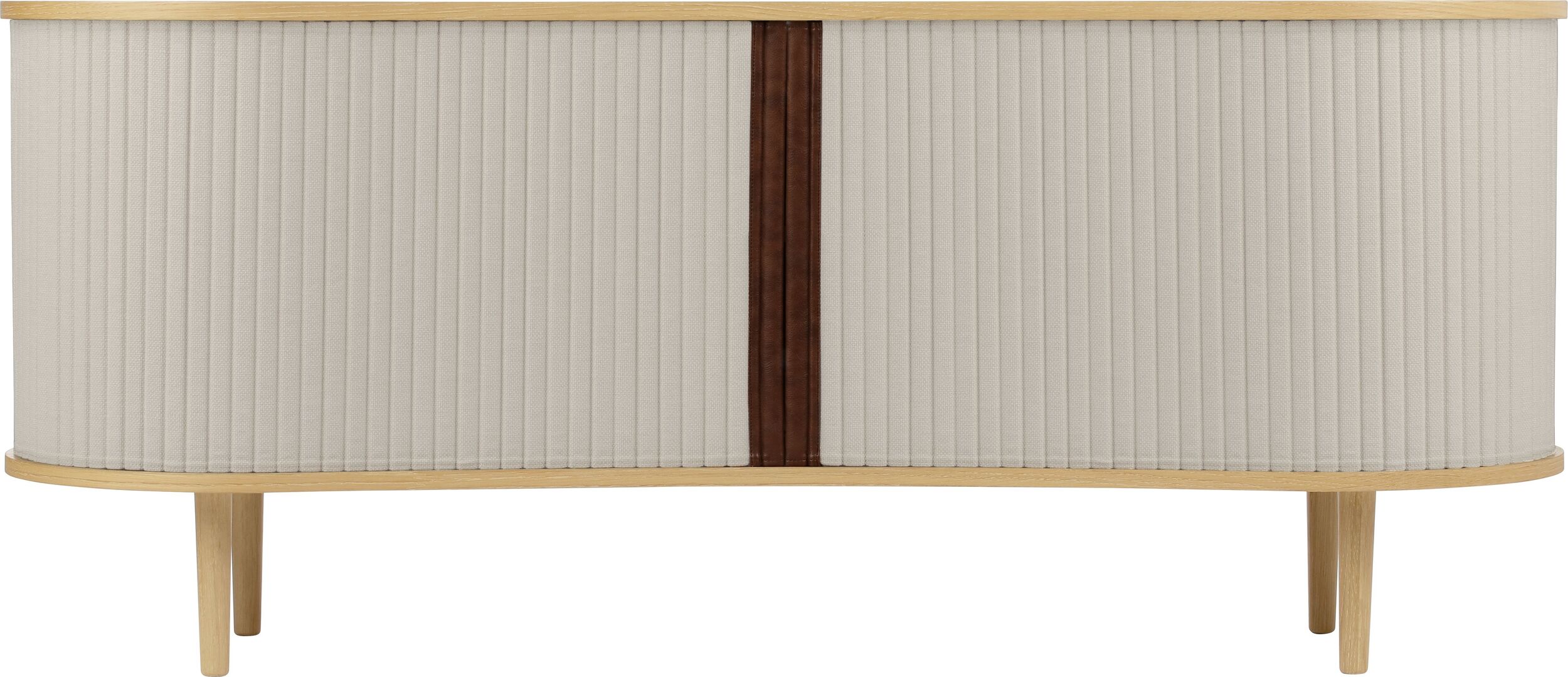 Szafka Audacious 160 cm jasnopiaskowa na dębowych nogach