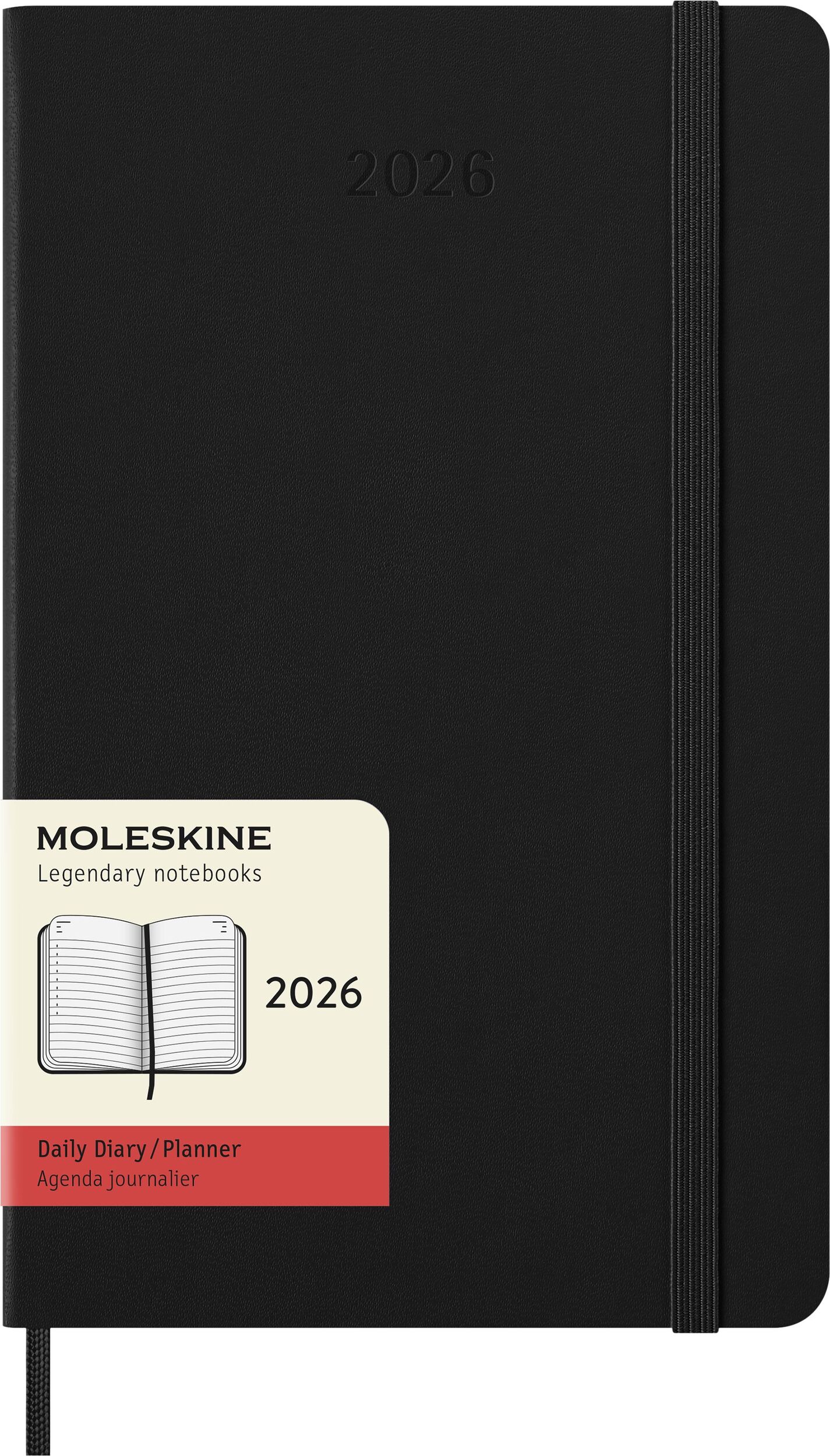 Kalendarz dzienny w twardej oprawie Moleskine 2026 12M L czarny