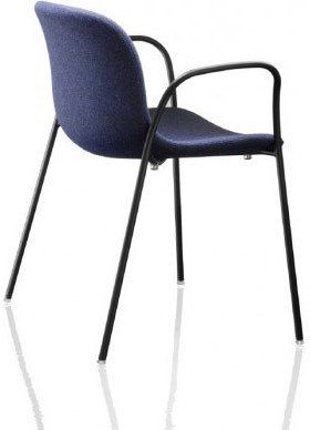 Krzesło Troy z podł. tapicerowane czarna rama niebieskie siedzisko