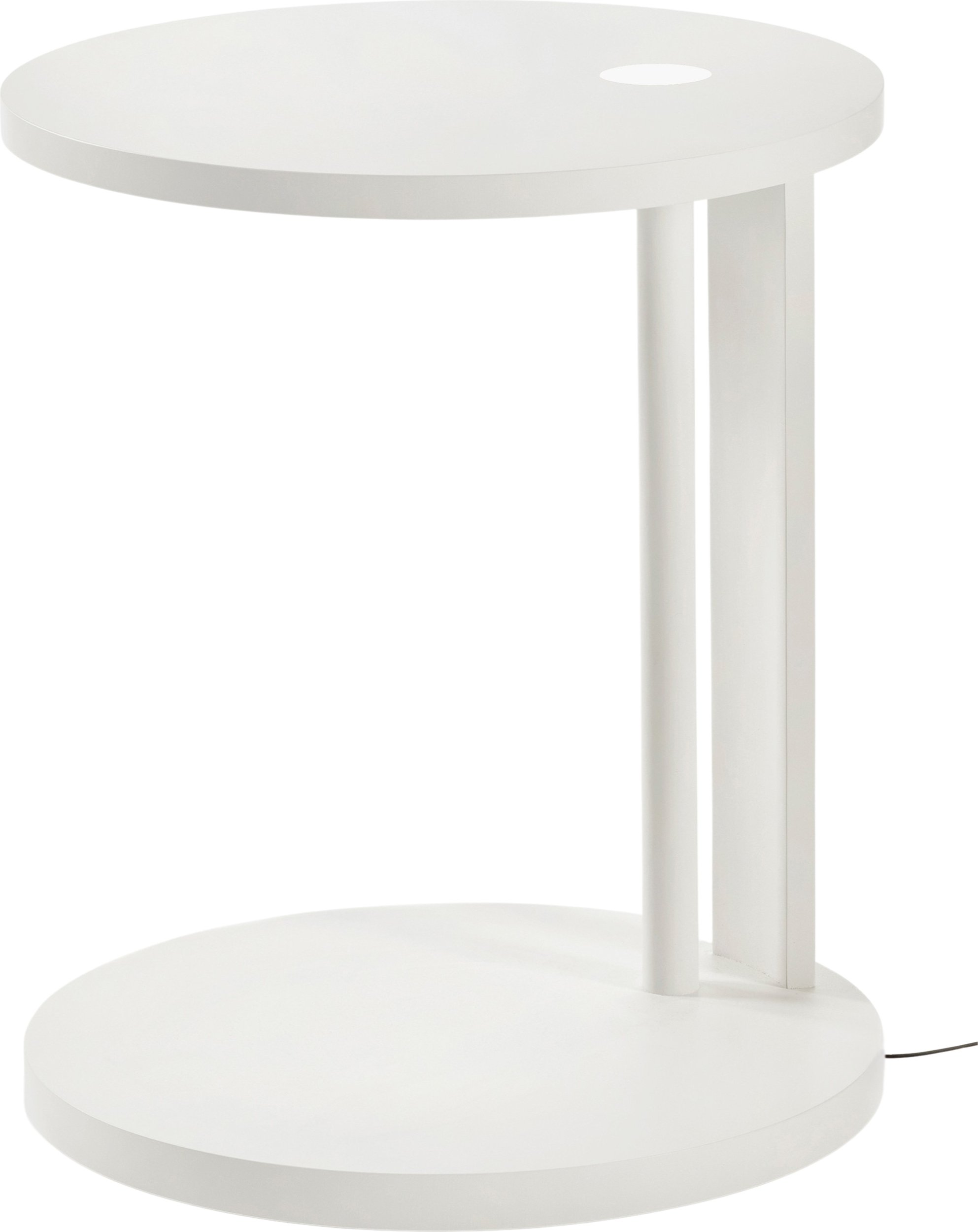 Stolik boczny z wbudowanym oświetleniem LED Aura 62 cm złamana biel drewno bukowe