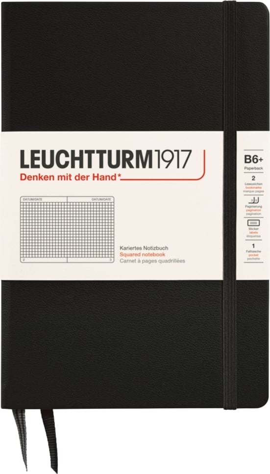 Notes w kratkę w twardej oprawie Leuchtturm 1917 B6+ 219 stron czarny 80 g/m²