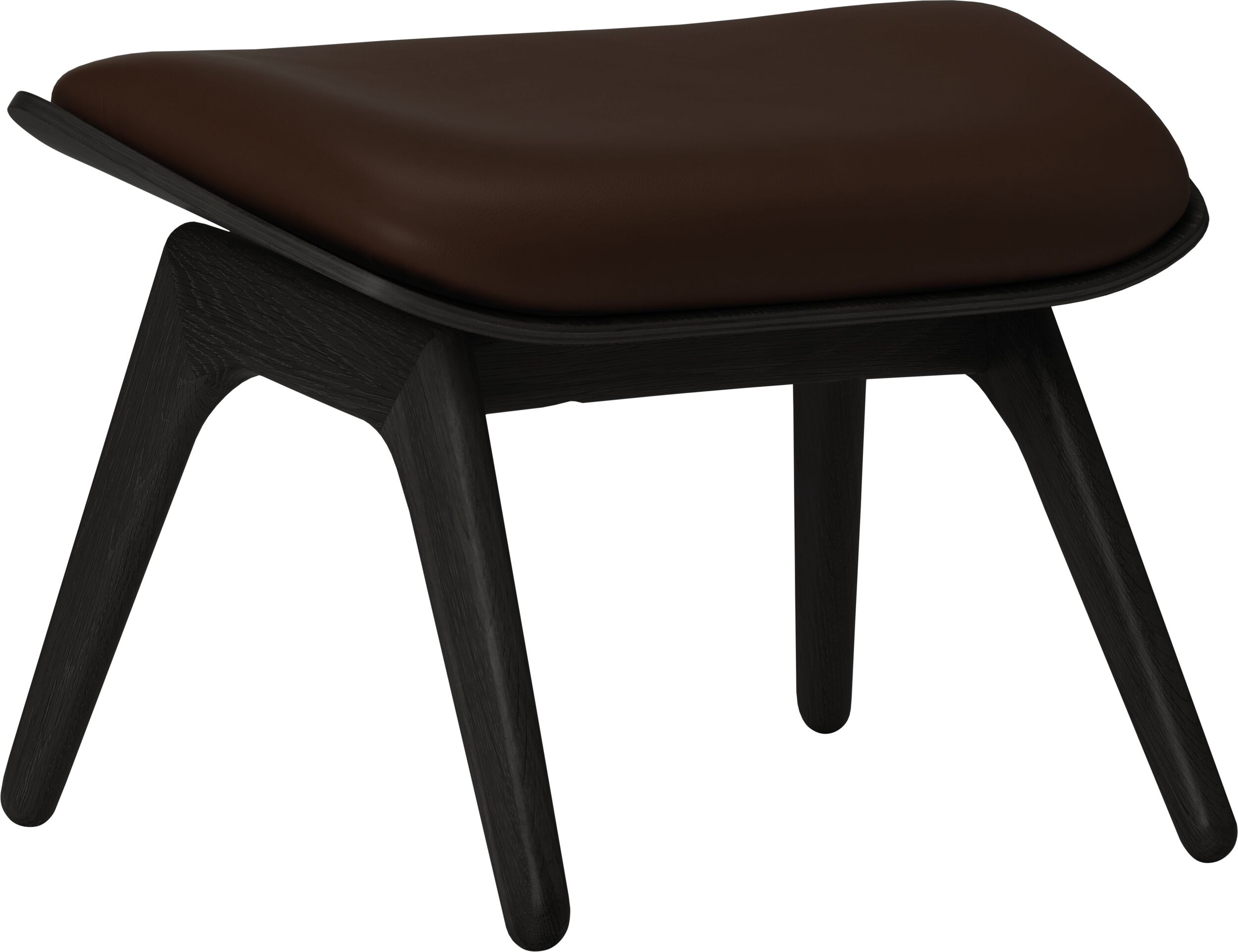 Podnóżek The Reader Hope brązowy skórzany na czarnych dębowych nogach