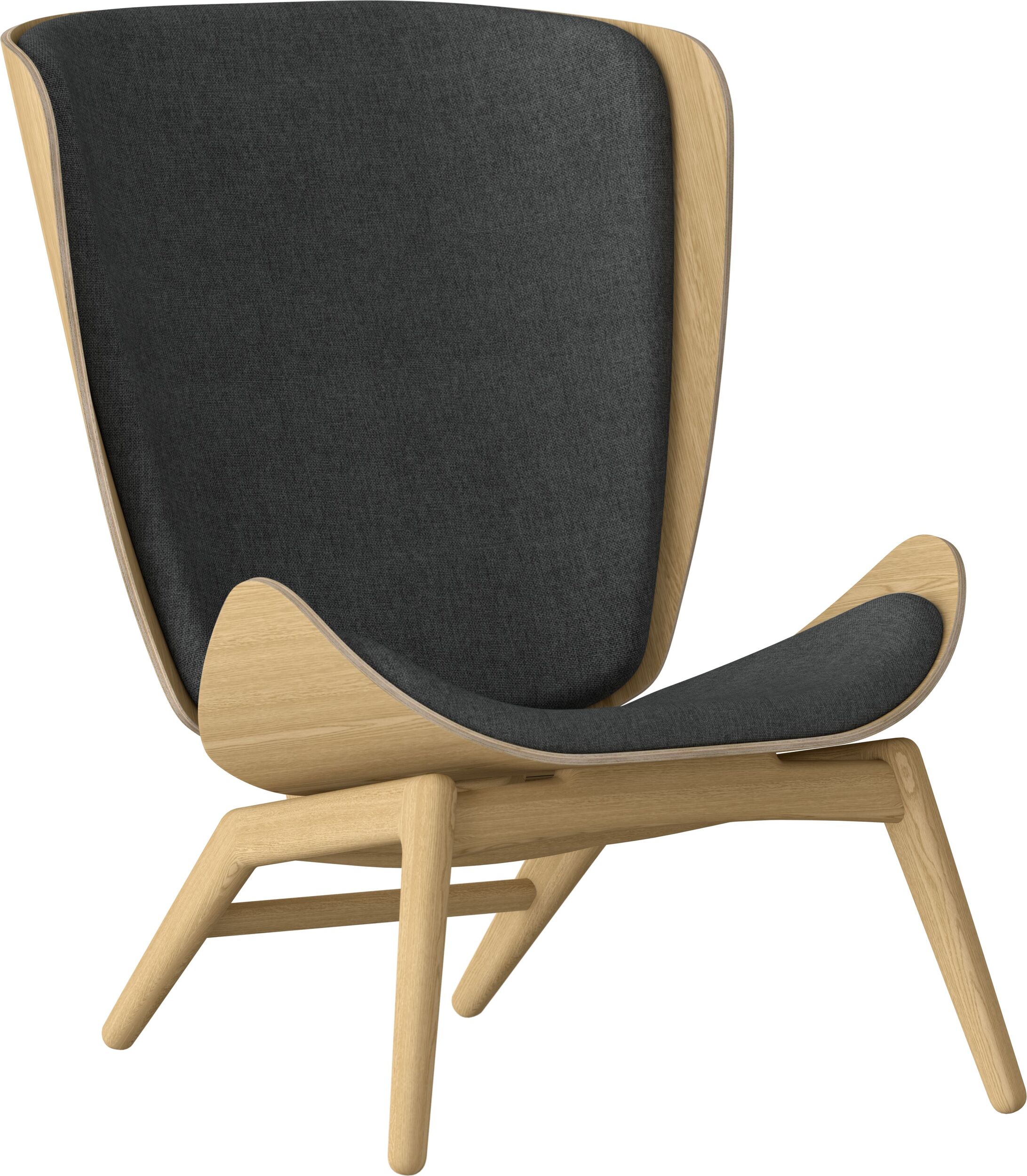 Fotel The Reader ciemnoszary na dębowych nogach