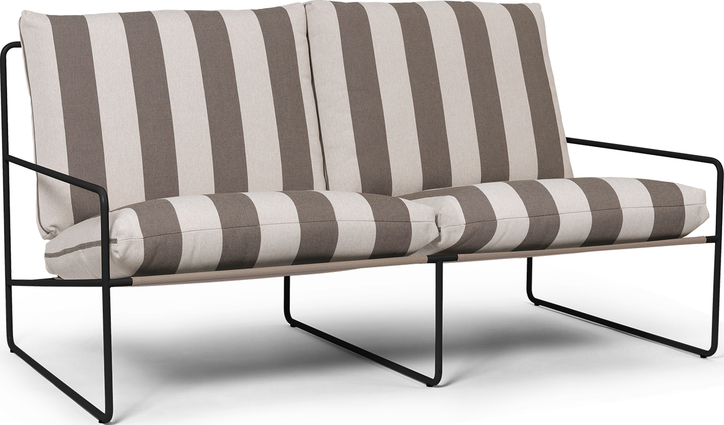 Sofa ogrodowa Desert Stripe podwójna z czarną ramą