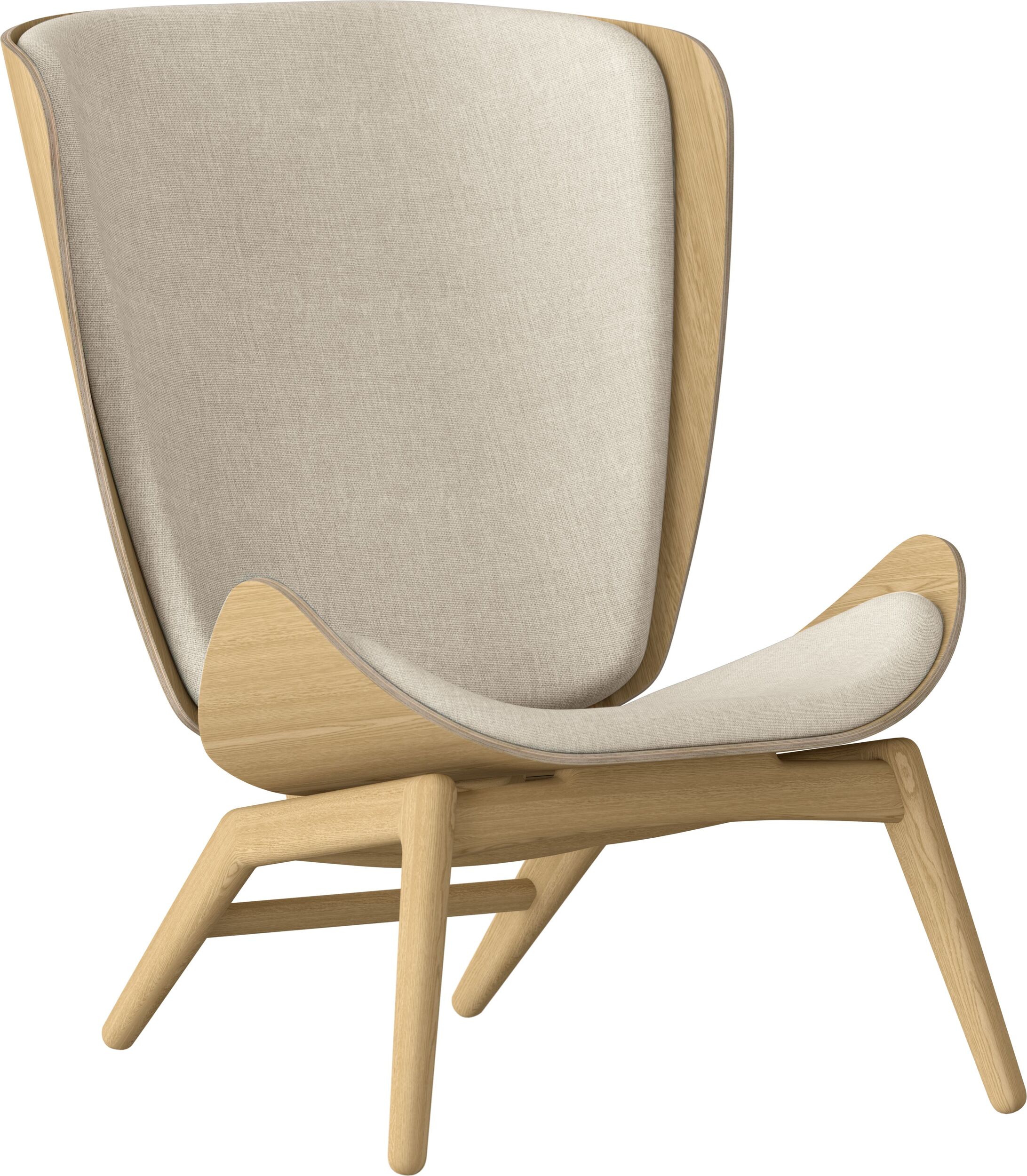 Fotel The Reader jasnopiaskowy na dębowych nogach