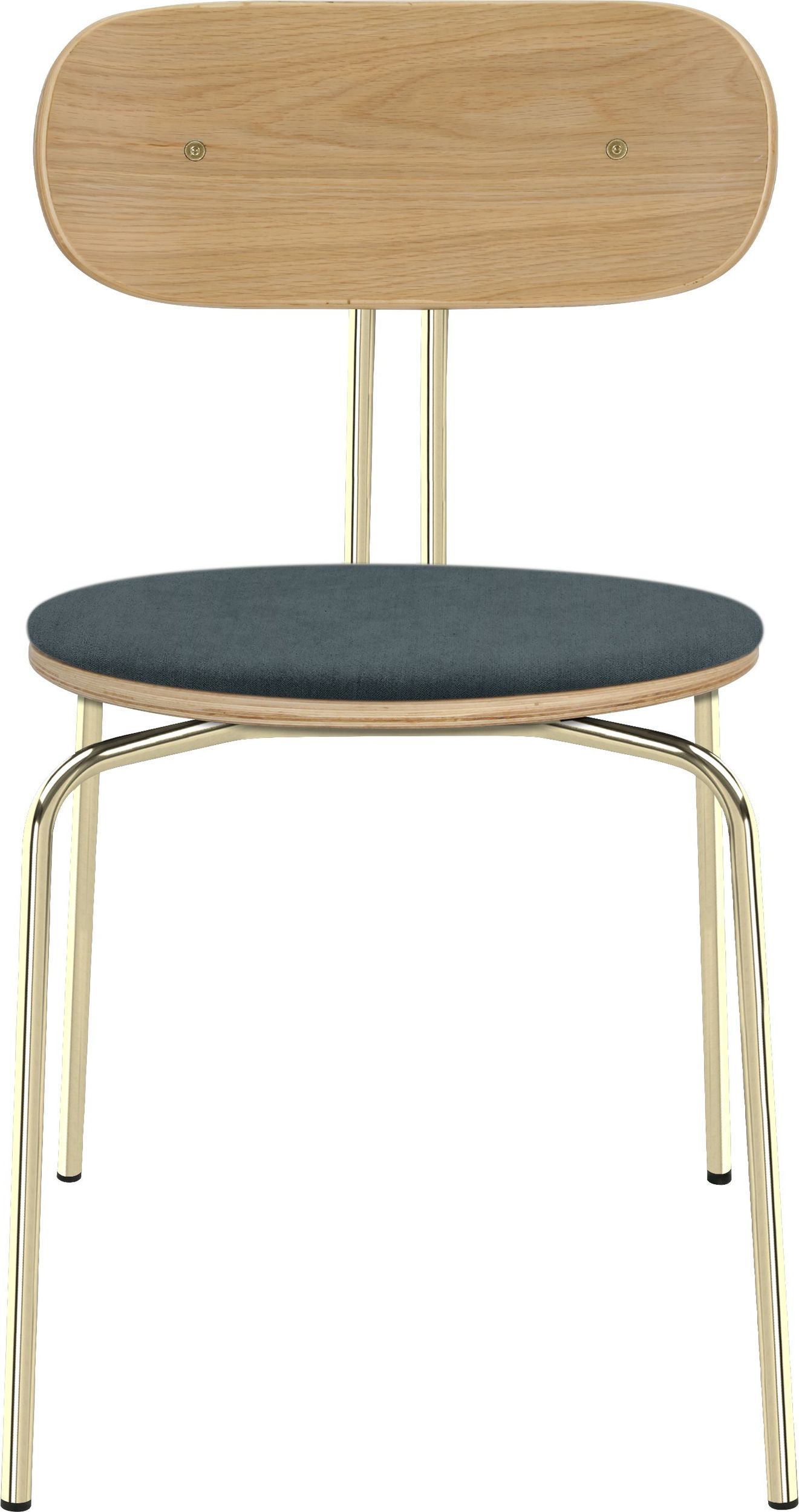 Krzesło Curious ciemnoturkusowe z tapicerowanym siedziskiem na mosiężnych nogach