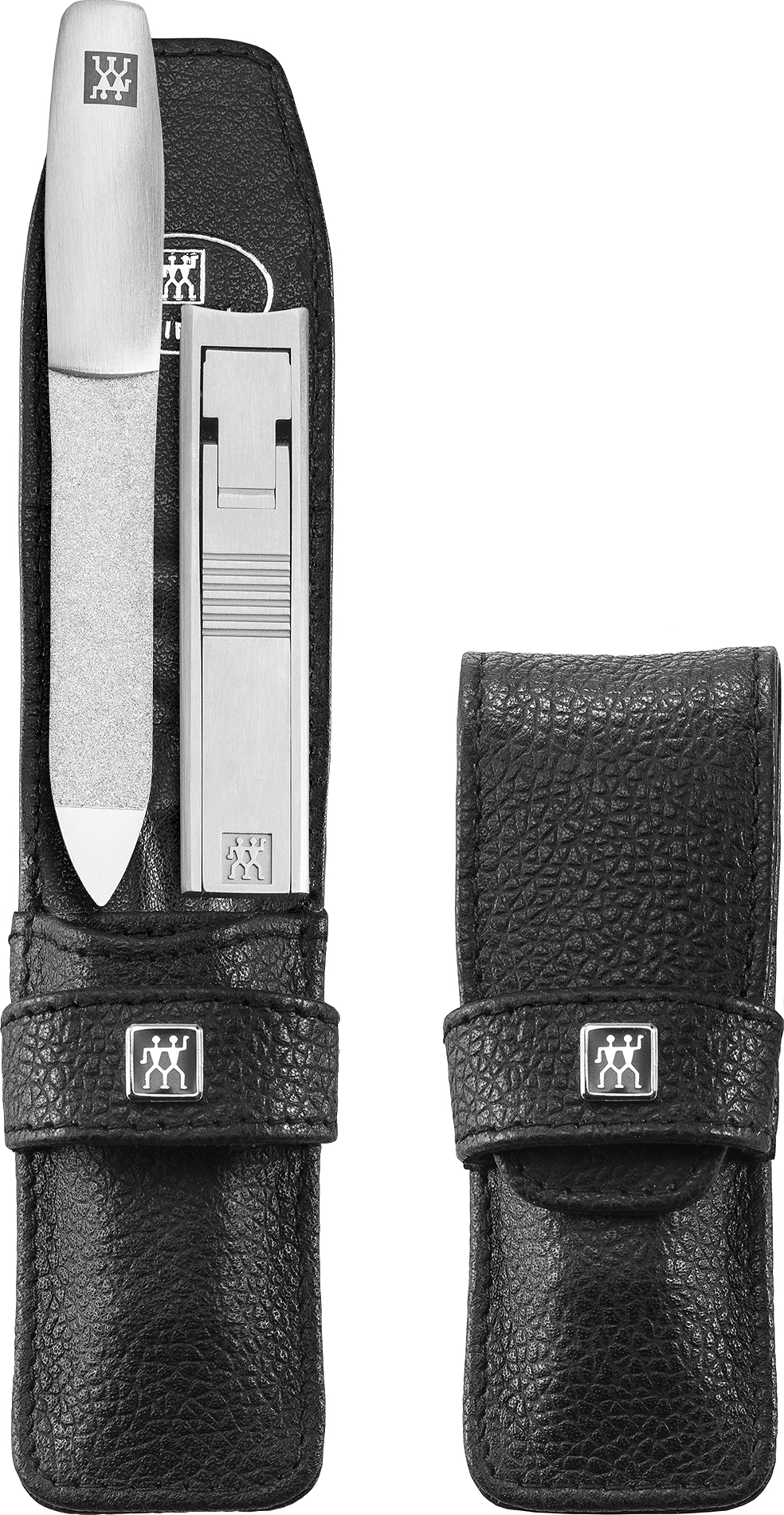 Akcesoria do manicure Twinox czarne w skórzanym etui 2 el.