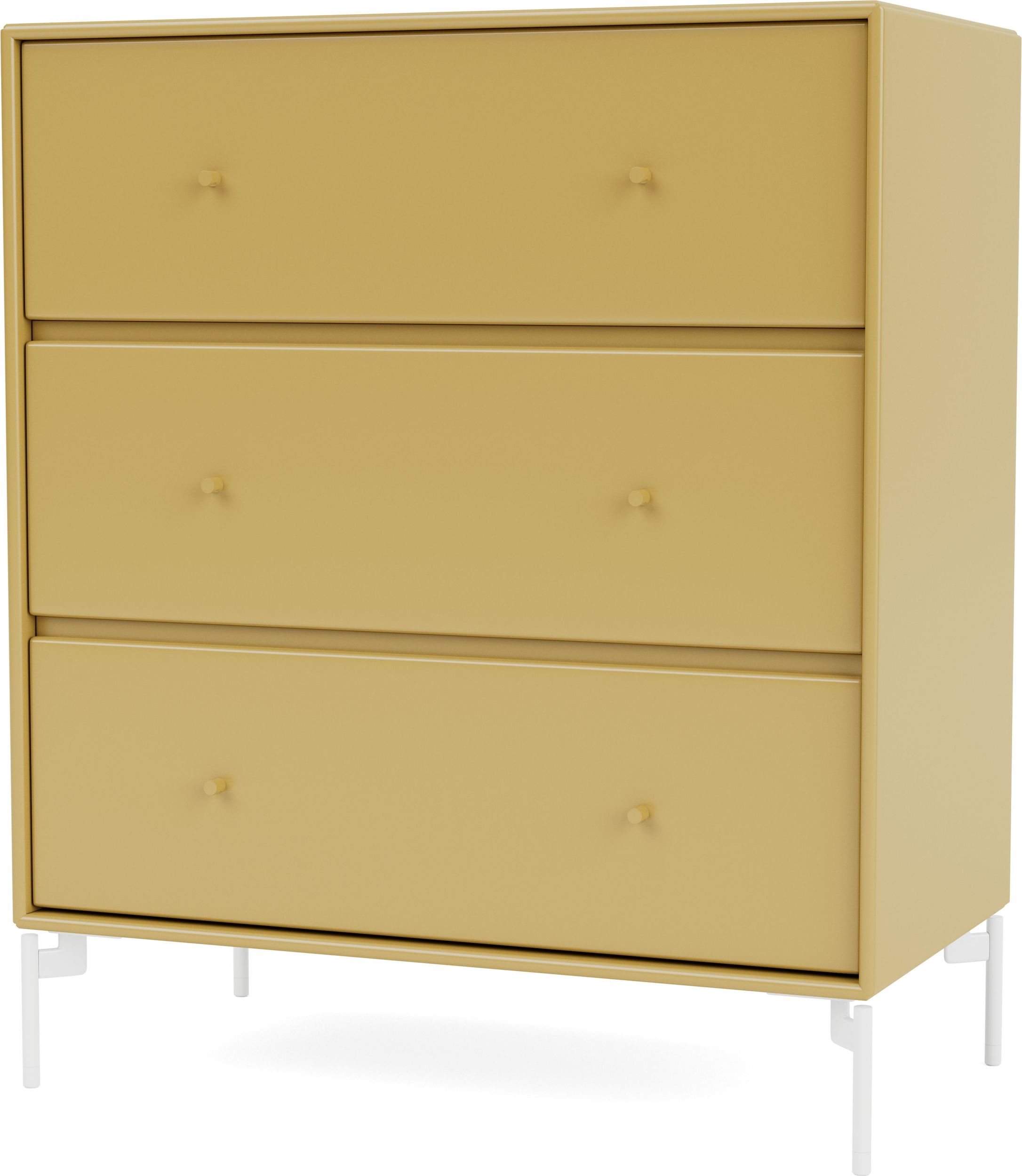 Komoda Carry musztardowa na białych nogach