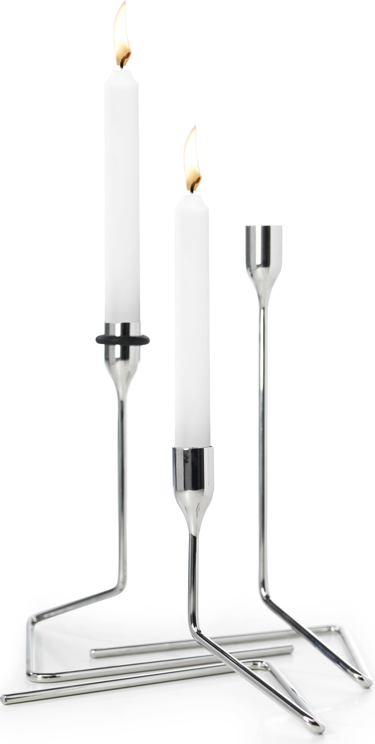 Świeczniki na klasyczne świece Puzzle srebrne 3 szt.
