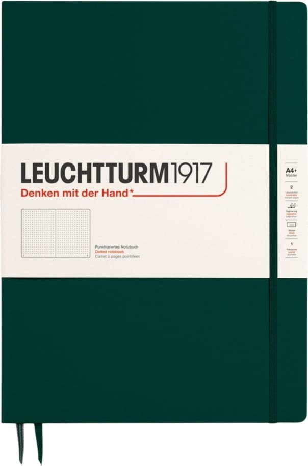 Notes w kropki w twardej oprawie Leuchtturm 1917 A4+ 123 strony leśna zieleń 100 g/m²