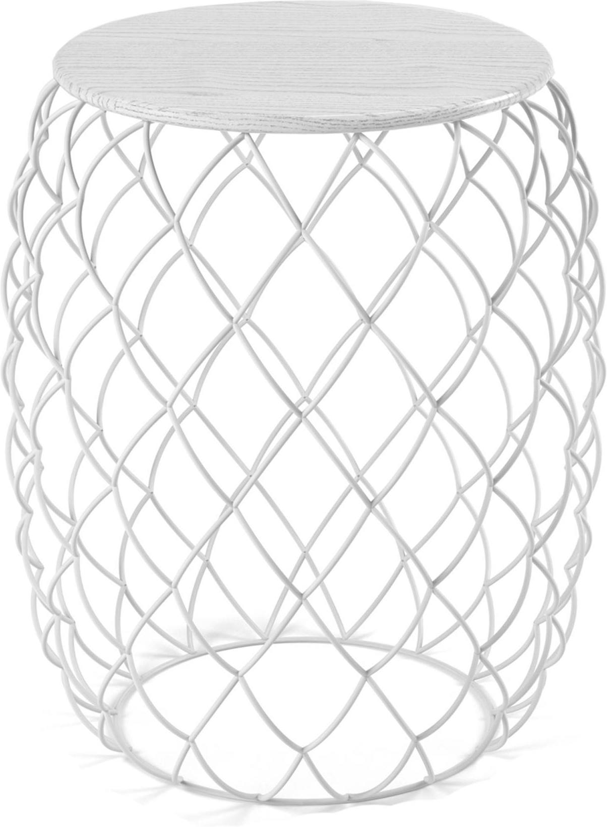 Stolik kawowy Pina biały z blatem z jesionu malowanym na biało