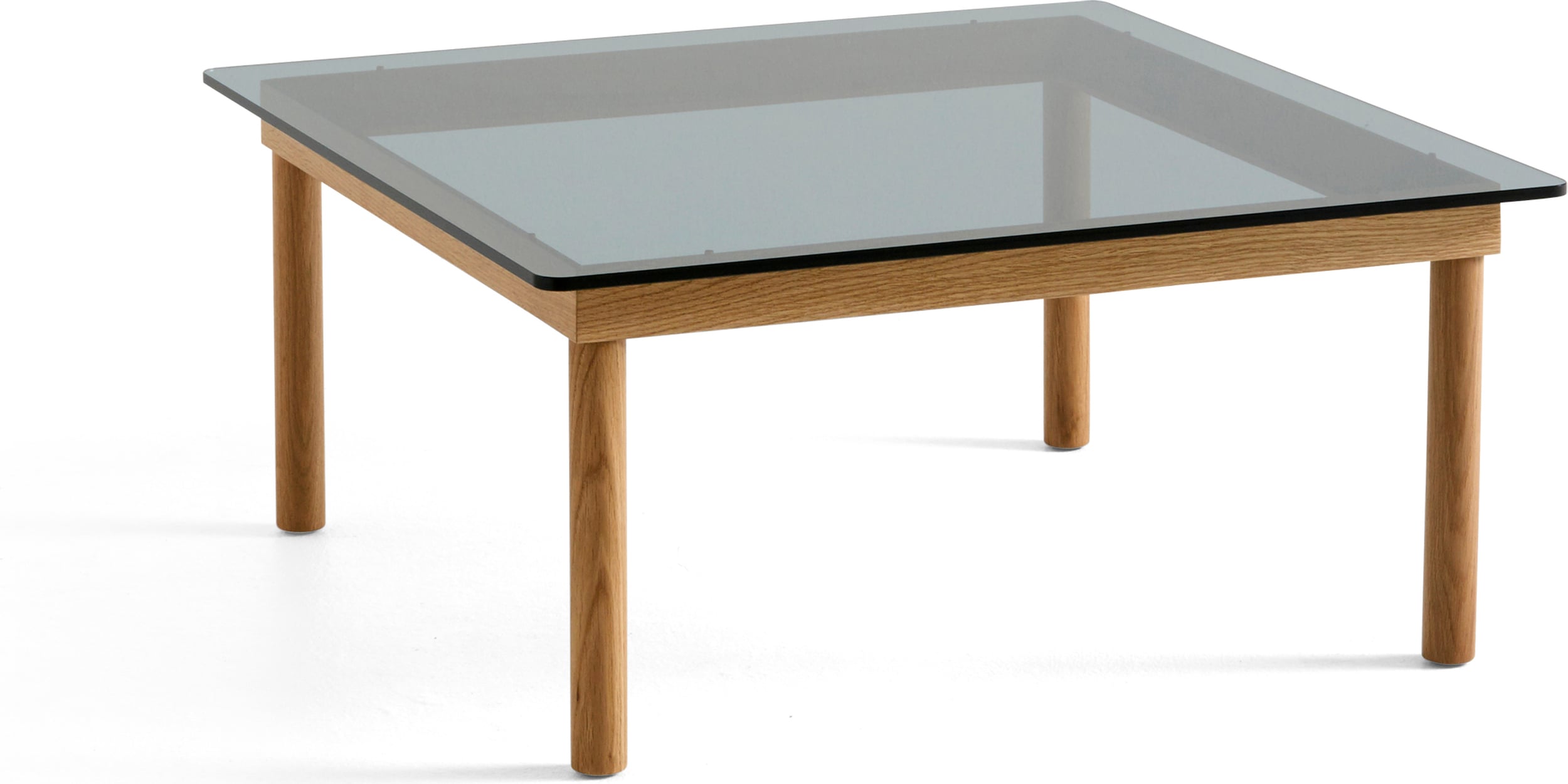 Stolik kawowy Kofi 80 x 80 cm blat szkło gładkie przyciemniane z nogami dąb