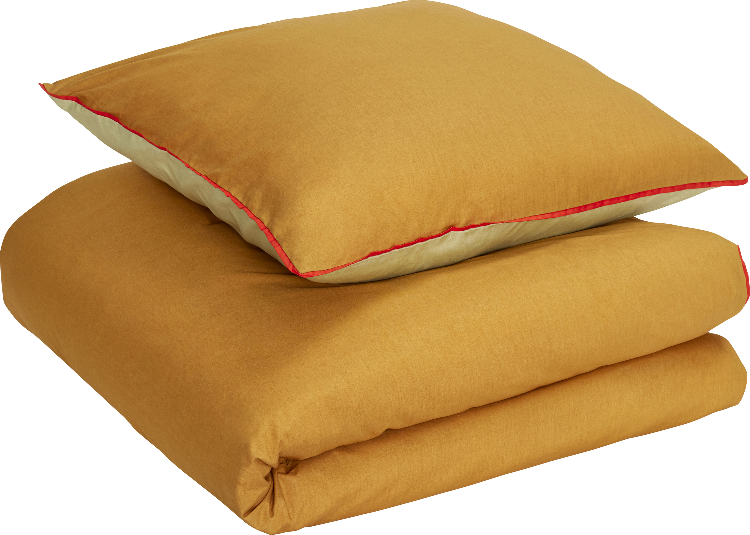 Pościel Aki 140 x 220 cm pomarańczowo-zielona z poszewką na poduszkę 80 x 80 cm