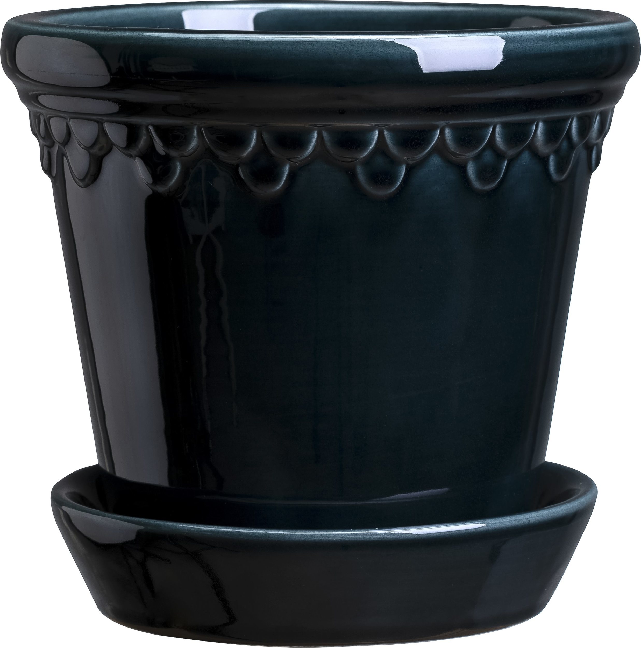 Doniczka Københavner 12 cm niebieska z podstawką szkliwiona