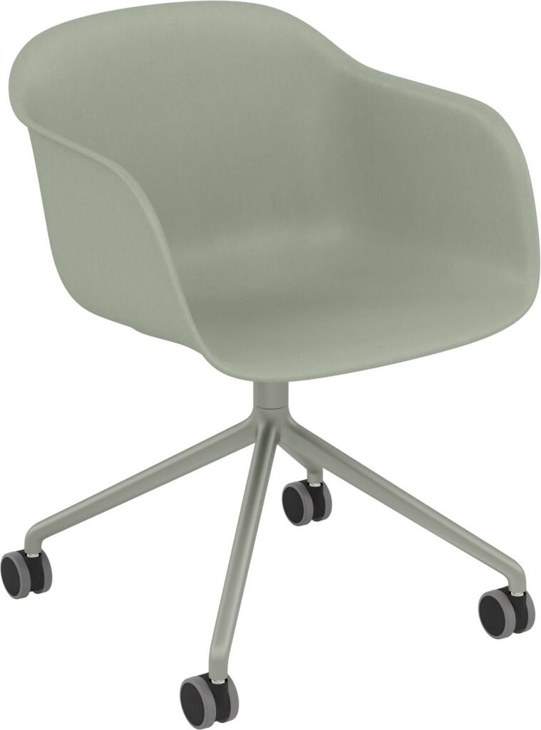 Fotel na kółkach Fiber Swivel szarozielony na aluminiowych nogach