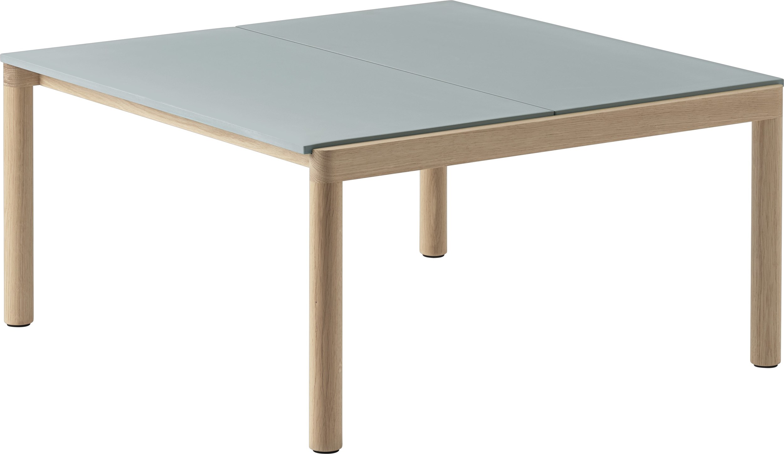 Stolik kawowy Couple gładki 80 x 84 x 40 cm zgaszony błękit na jasnych dębowych nogach