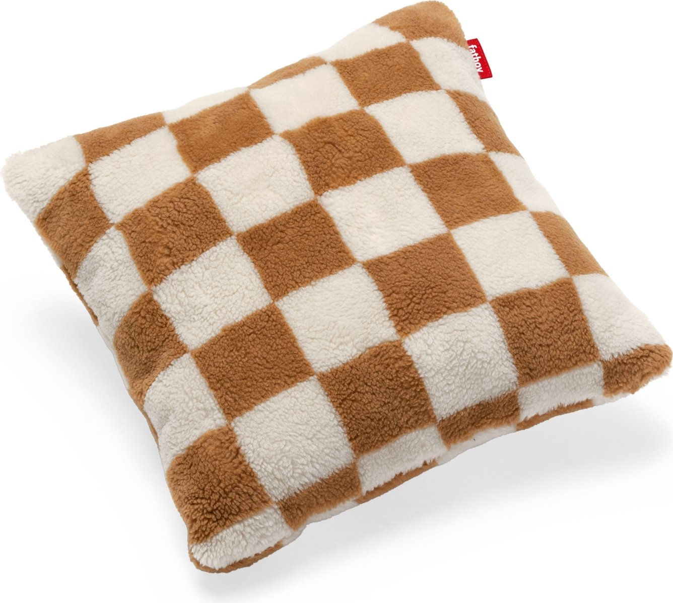 Poduszka dekoracyjna Teddy Chess 50 x 50 cm brązowo-kremowa