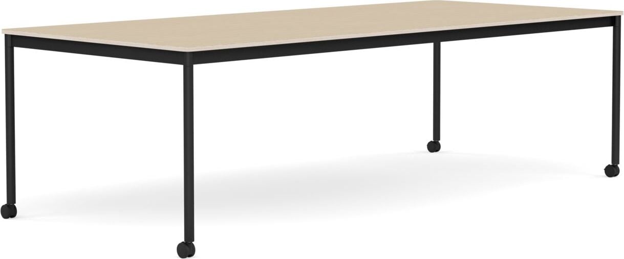 Stół na kółkach Base 110 x 250 cm okleina dąb lakierowany nogi czarne