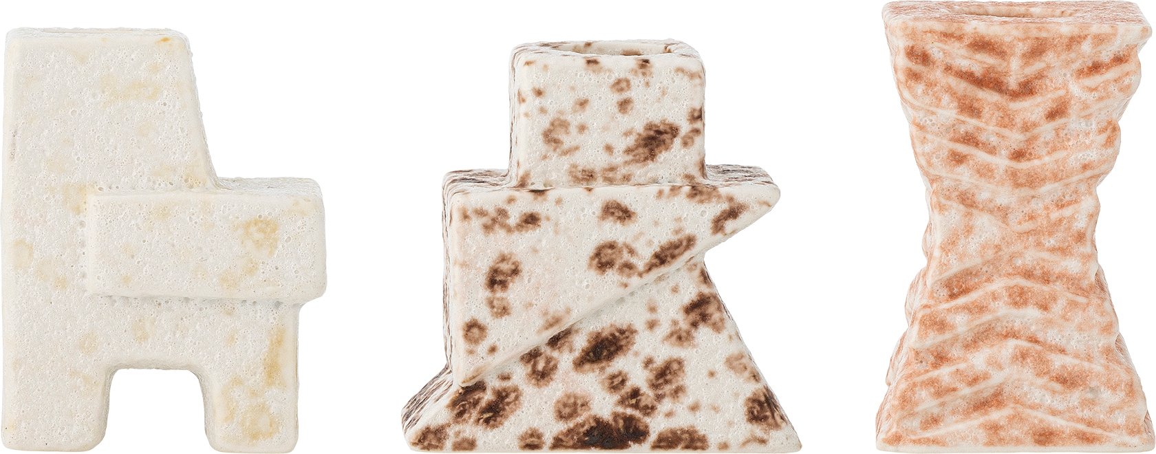 Świeczniki na klasyczne świece Blanchard beżowo-różowe 3 szt.