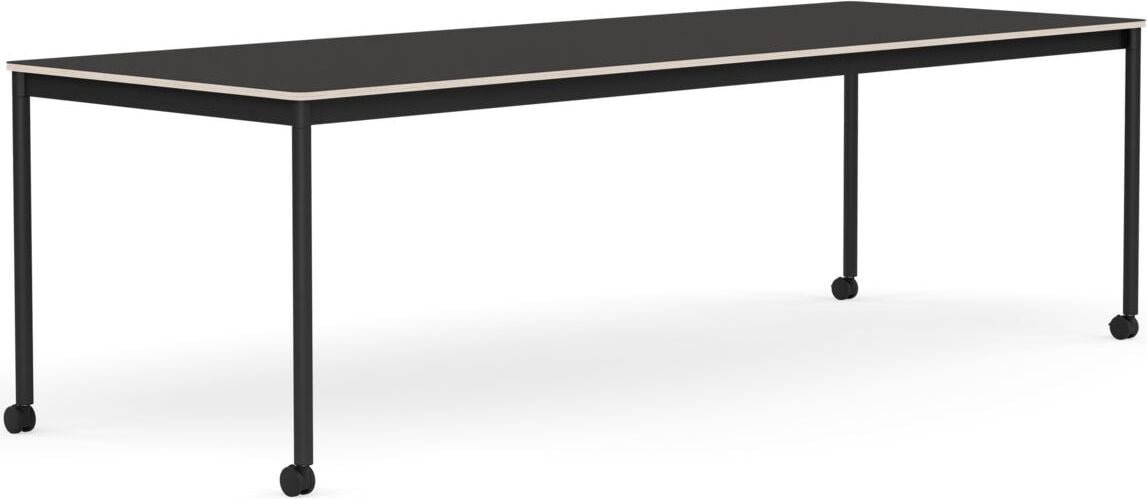 Stół na kółkach Base 90 x 250 cm czarny linoleum nogi czarne